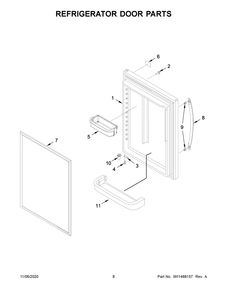Refrigerator Door Parts Diagram and Parts List for WRB322DMBW02  Whirlpool Refrigerator