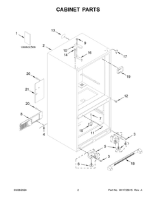 Cabinet Parts Diagram and Parts List for KRBR102ESS05  KitchenAid Refrigerator
