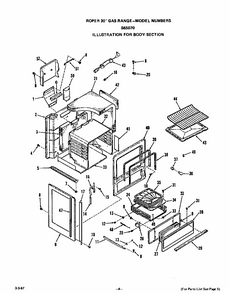 Body Diagram and Parts List for S6507*0  Roper Range
