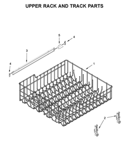 Upper Rack And Track Parts Diagram and Parts List for WDF130PAHB0  Whirlpool Dishwasher