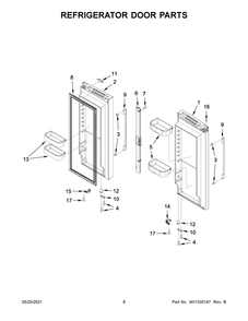 Refrigerator Door Parts Diagram and Parts List for WRFA32SMHZ05  Whirlpool Refrigerator