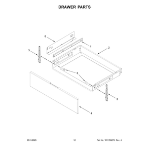 Drawer Parts Diagram and Parts List for KSGS530SPS0  KitchenAid Range