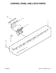 Control Panel And Latch Parts Diagram and Parts List for 66514565N611  Kenmore Dishwasher