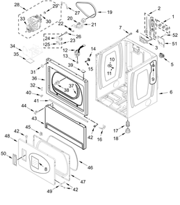 Cabinet Parts Diagram and Parts List for MDE20MNUGW0  Whirlpool Dryer