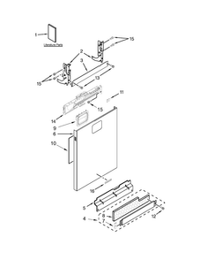 Door And Panel Parts Diagram and Parts List for KDHE404DSS0  KitchenAid Dishwasher