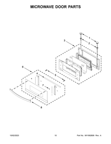 Microwave Door Parts Diagram and Parts List for WOEC5030LB01  Whirlpool Microwave Oven Combo