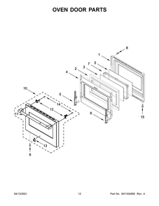 Oven Door Parts Diagram and Parts List for JDRP636HL01  Whirlpool Range