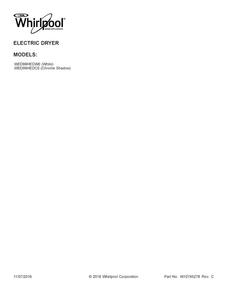 Cover Sheet Diagram and Parts List for WED99HEDC0  Whirlpool Dryer