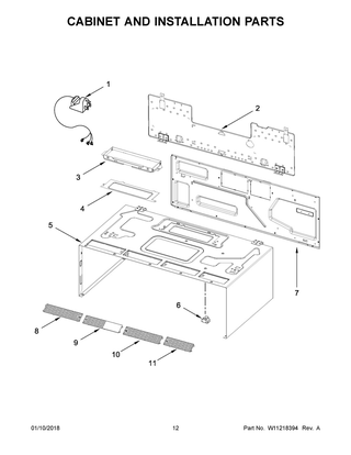 Cabinet And Installation Parts Diagram and Parts List for YWML55011HB0  Whirlpool Microwave