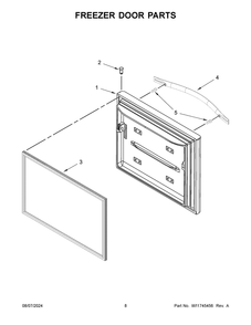 05 - Freezer Door Parts Diagram and Parts List for WRF560SMHV05  Whirlpool Refrigerator