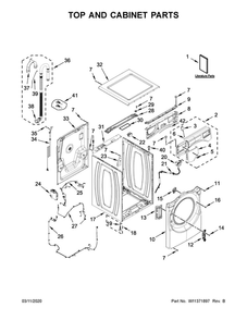 Top And Cabinet Parts Diagram and Parts List for WFW8620HC2  Whirlpool Washer