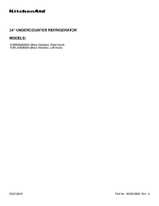 Cover Sheet Diagram and Parts List for KURL304EBS00  KitchenAid Refrigerator