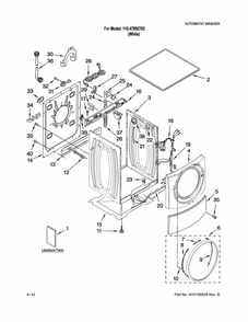 Top & Cabinet Diagram and Parts List for 11047892702  Kenmore Washer