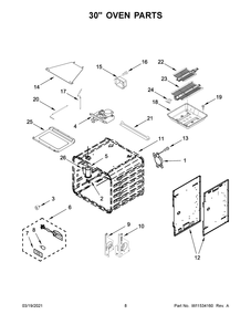 30 Inch Oven Parts Diagram and Parts List for KFGC558JMB02  Whirlpool Range