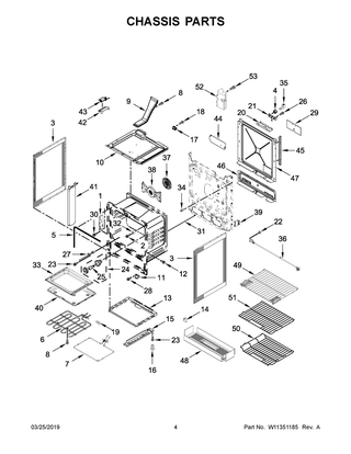 Chassis Parts Diagram and Parts List for YKSEG700EBS3  Whirlpool Range
