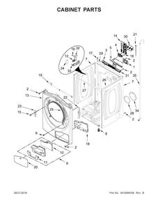 Cabinet Parts Diagram and Parts List for WED7990FW0  Whirlpool Dryer
