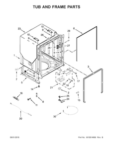 Tub And Frame Parts Diagram and Parts List for WDT780SAEM1  Whirlpool Dishwasher