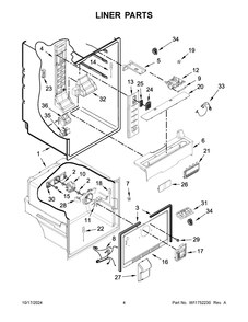 03 - Liner Parts Diagram and Parts List for WRFA60SFHZ05  Whirlpool Refrigerator