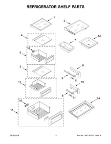 07 - Refrigerator Shelf Parts Diagram and Parts List for KBSD706MPS01  Whirlpool Refrigerator