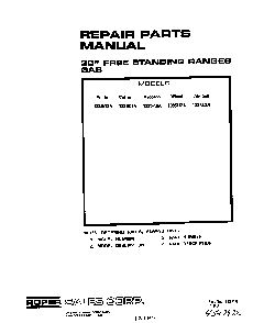 Cover Page-text Only Diagram and Parts List for 1335*3A  Roper Range