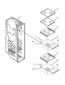 Freezer Liner Parts Diagram and Parts List for 7KSF26C6YY00  KitchenAid Refrigerator