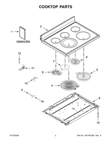 Cooktop Parts Diagram and Parts List for YKFEG500ESS4  Whirlpool Range