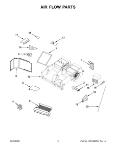 Air Flow Parts Diagram and Parts List for WMH53521HB5  Whirlpool Microwave