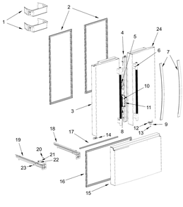 Door Parts Diagram and Parts List for WRFF3336SW00 WRFF3336SB00-WRFF3336SZ00 Whirlpool Refrigerator