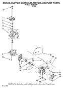 BRAKE, CLUTCH, GEARCASE, MOTOR AND PUMP PARTS Diagram and Parts List for MTW5621TQ1  Whirlpool Washer