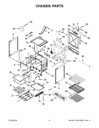 Chassis Parts Diagram and Parts List for YKSEB900EWH3  Whirlpool Range