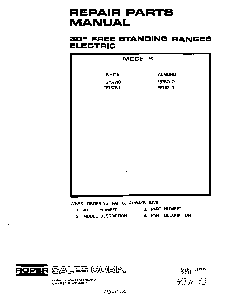 Cover Page Diagram and Parts List for F5757*0  Roper Range