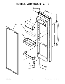Refrigerator Door Parts 1 Diagram and Parts List for WRS555SIHZ06  Whirlpool Refrigerator