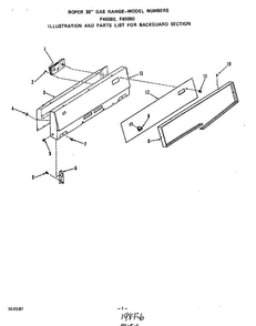Backguard Diagram and Parts List for F6508*0  Roper Range