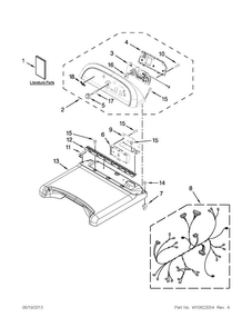 Top And Console Parts Diagram and Parts List for WGD8000BW0  Whirlpool Dryer