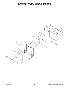 Lower Oven Door Parts Diagram and Parts List for JJW2827IM01  Whirlpool Wall Oven