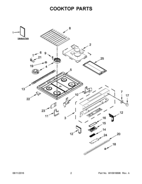 02 - COOKTOP PARTS Diagram and Parts List for YKSDB900ESS1  Whirlpool Range