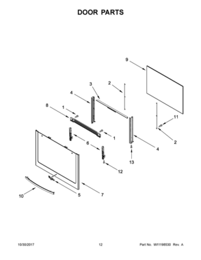 07 - DOOR PARTS Diagram and Parts List for WFG505M0BS1  Whirlpool Range