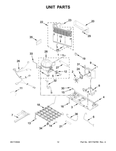 Unit Parts Diagram and Parts List for KRFF305ESS09  KitchenAid Refrigerator