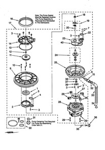 Pump And Motor Diagram and Parts List for KUDC24SESS24  KitchenAid Dishwasher