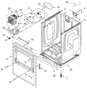 Cabinet Parts Diagram and Parts List for WGD8127LW4  Whirlpool Dryer