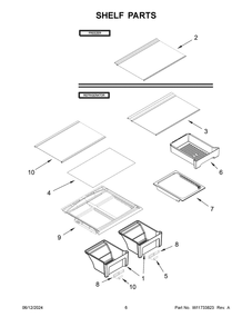 Shelf Parts Diagram and Parts List for WRT518SZFG04  Whirlpool Refrigerator