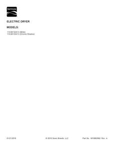 Cover Sheet Diagram and Parts List for 11068132413  Kenmore Dryer