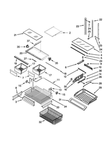 Shelf Parts Diagram and Parts List for 5GFB2558EA00  Whirlpool Refrigerator
