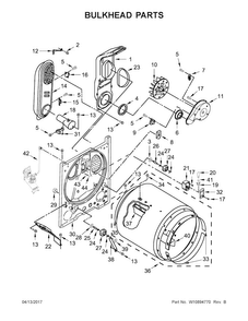 Bulkhead Parts Diagram and Parts List for WGD7300DC2  Whirlpool Dryer
