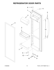 Refrigerator Door Parts Diagram and Parts List for WRS335SDHB07  Whirlpool Refrigerator