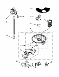 Pump And Motor Parts Diagram and Parts List for 66513262K111  Kenmore Dishwasher