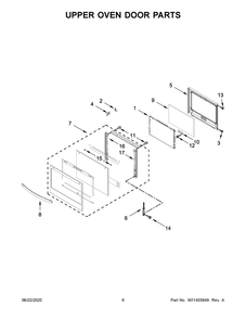 Upper Oven Door Parts Diagram and Parts List for WOD51EC0HB02  Whirlpool Wall Oven