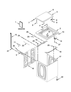 Top And Cabinet Parts Diagram and Parts List for 7MWTW1700EM0  Whirlpool Washer