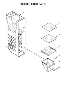 Freezer Liner Parts Diagram and Parts List for 10651789410  Kenmore Refrigerator