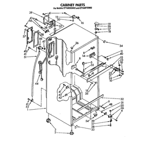 Cabinet Diagram and Parts List for ET16JKSXW02  Whirlpool Refrigerator